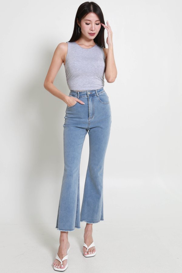 Gia Sleeveless Ruched Top (Heather Grey)