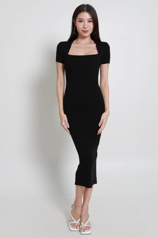 Mera Queen Anne Knit Midaxi (Black)