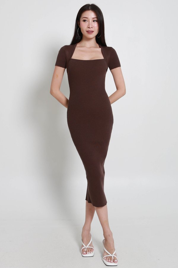 Mera Queen Anne Knit Midaxi (Chocolate Brown)