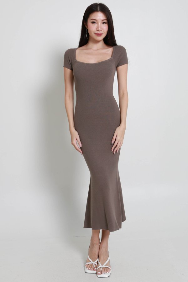 Harrell Knit Mermaid Dress (Taupe)