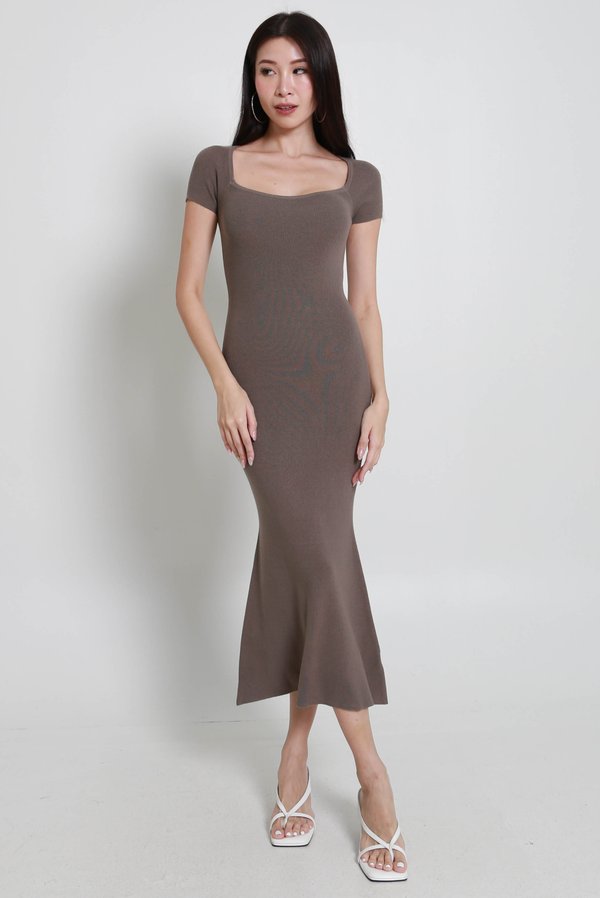 Harrell Knit Mermaid Dress (Taupe)