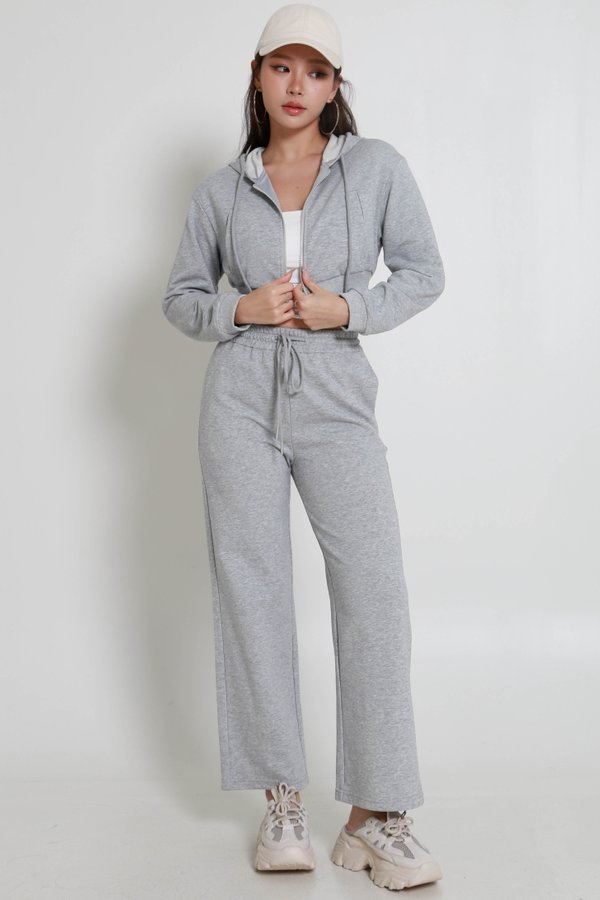 Axton Cropped Zipper Jacket (Heather Grey)