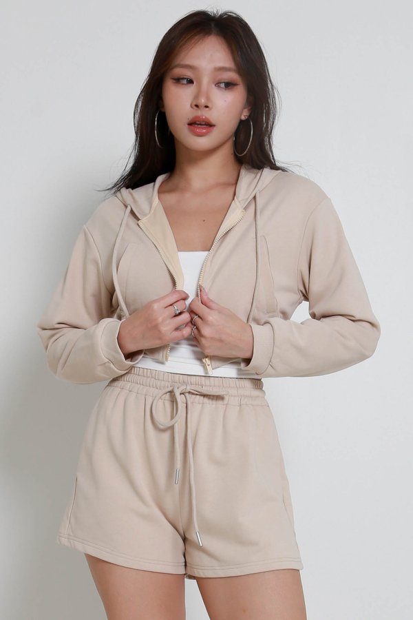 Axton Cropped Zipper Jacket (Ivory)