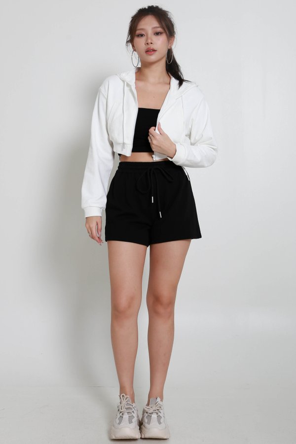 Axton Cropped Zipper Jacket (White)