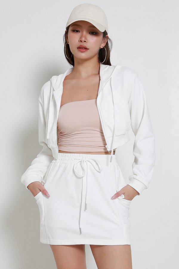 Axton Drawstring Cargo Skorts (White)