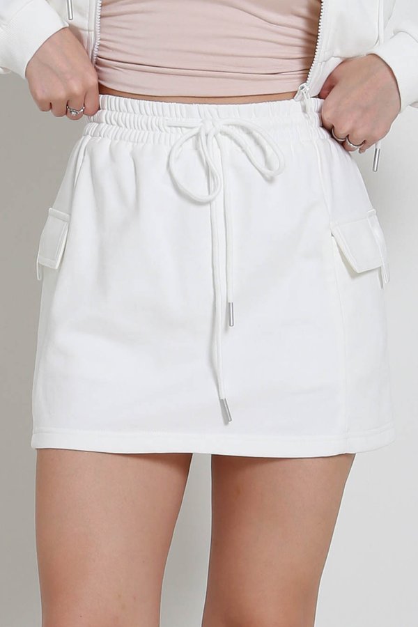 Axton Drawstring Cargo Skorts (White)