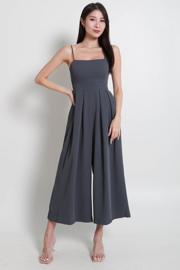 Lazie Pleated Jumpsuit (Steel Blue)