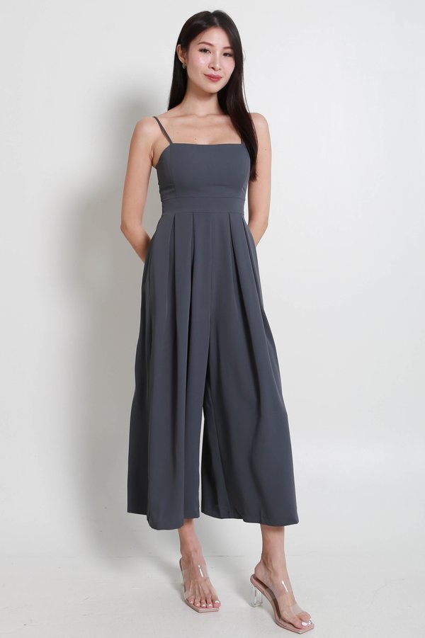 Lazie Pleated Jumpsuit (Steel Blue)