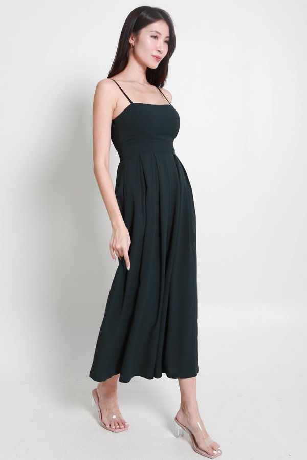 Lazie Pleated Jumpsuit (Dark Emerald Green)