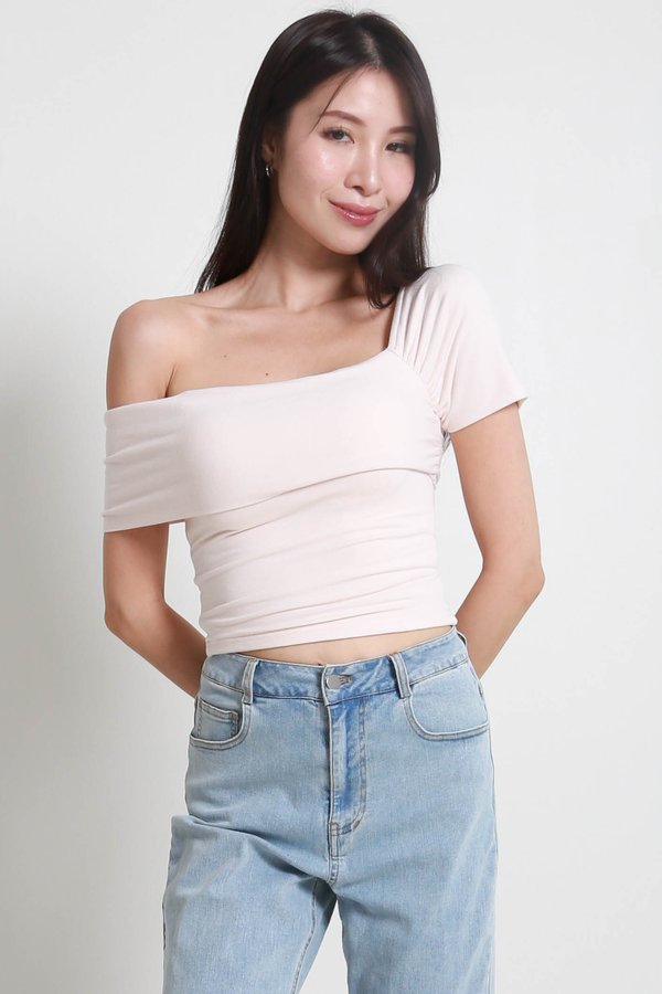 *Lite* Aubrey Sleeved Ruched Top (Baby Pink)