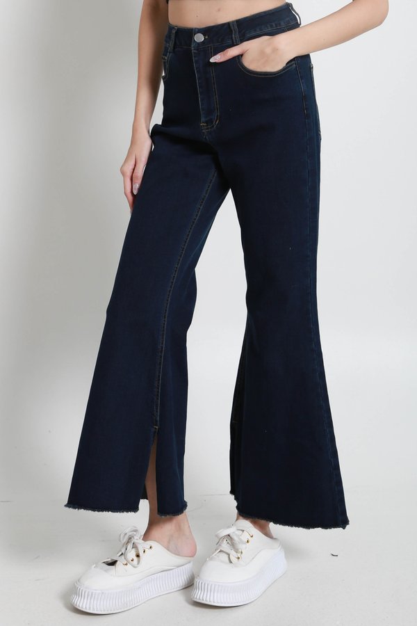 Heidi Slit Denim Jeans (Dark Wash) 