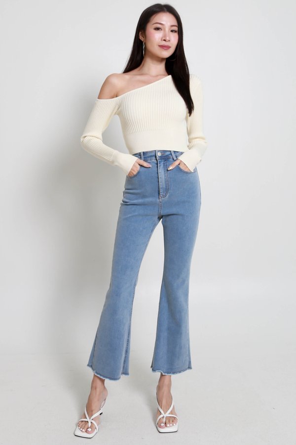 Nebula One Shoulder Knit Top (Ivory)