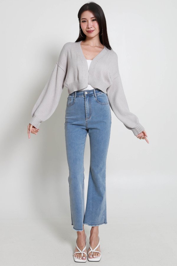 Whitney Puffy Cardigan (Light Grey)