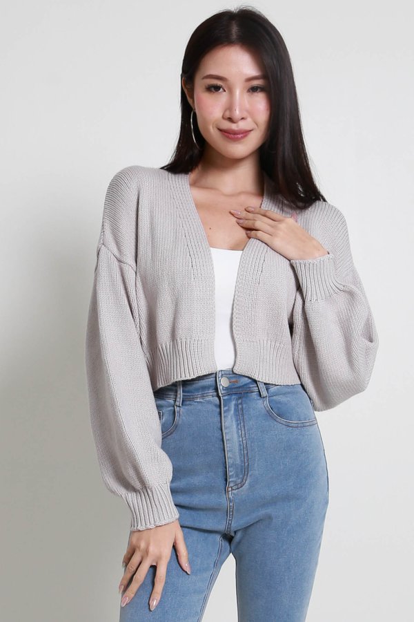Whitney Puffy Cardigan (Light Grey)