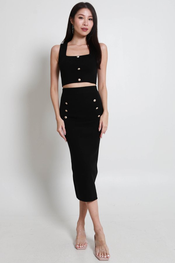 Elliana Gold Buttons 2pcs Set (Black)