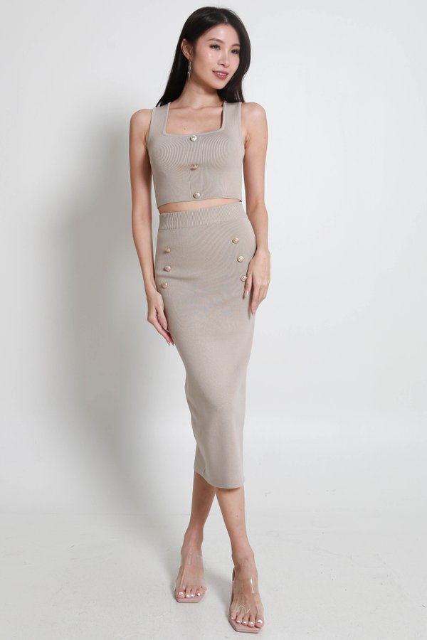 Elliana Gold Buttons 2pcs Set (Ecru)