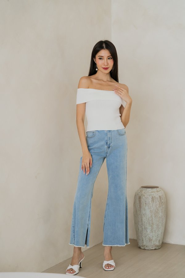 Valia Off Shoulder Knit Top (White) Valia Off Shoulder Knit Top (White)