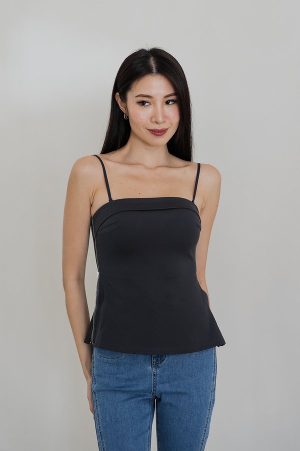 Tyra Padded Side Zipper Top (Gunmetal) Tyra Padded Side Zipper Top (Gunmetal)