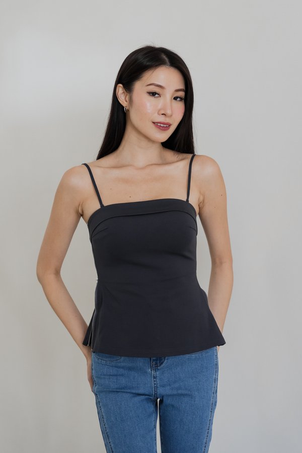 Tyra Padded Side Zipper Top (Gunmetal) Tyra Padded Side Zipper Top (Gunmetal)
