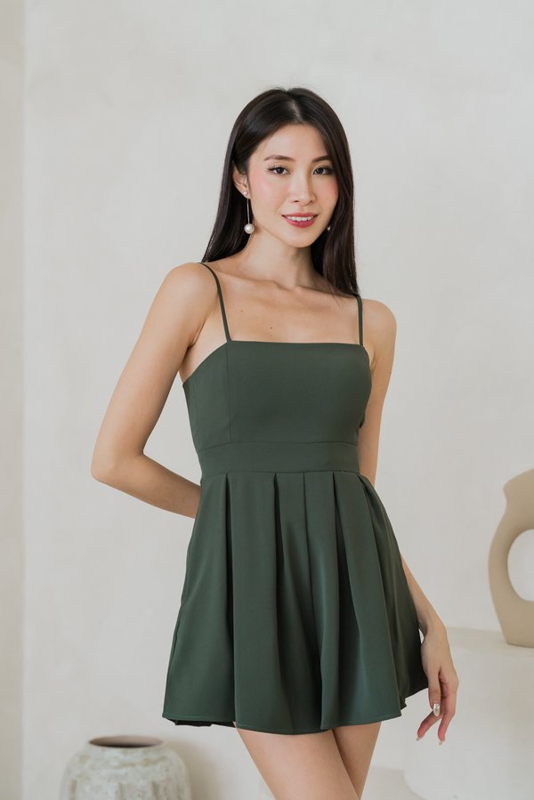 Lazier Pleated Romper (Matcha)