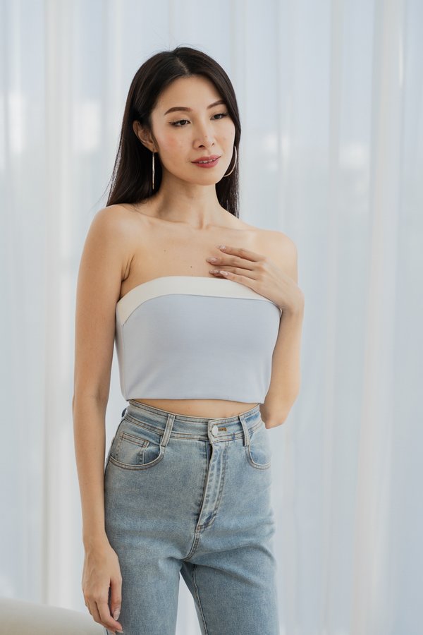 *Cloud* Giselle Contrast Top (Baby Blue)