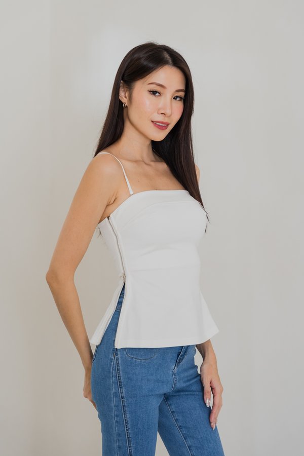 Tyra Padded Side Zipper Top (White) Tyra Padded Side Zipper Top (White)