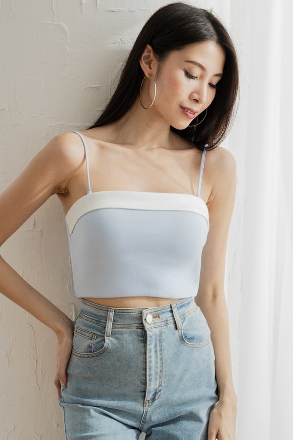 *Cloud* Giselle Contrast Top (Baby Blue)