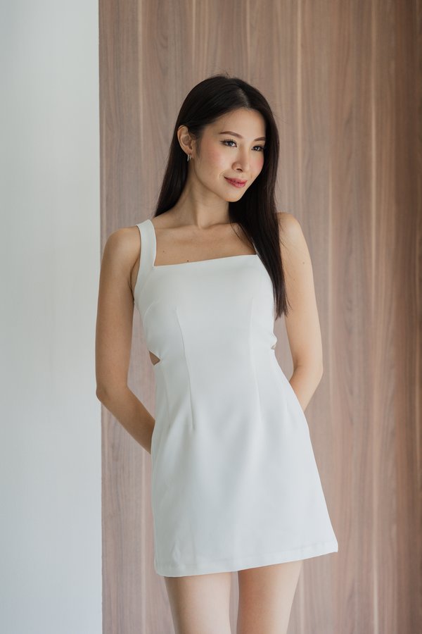 Lexley Padded Cutout Romper Dress (White)