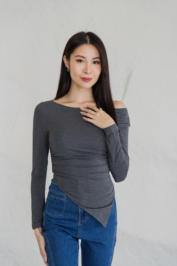 Breanna Padded Long Sleeve Top (Velvet Grey)
