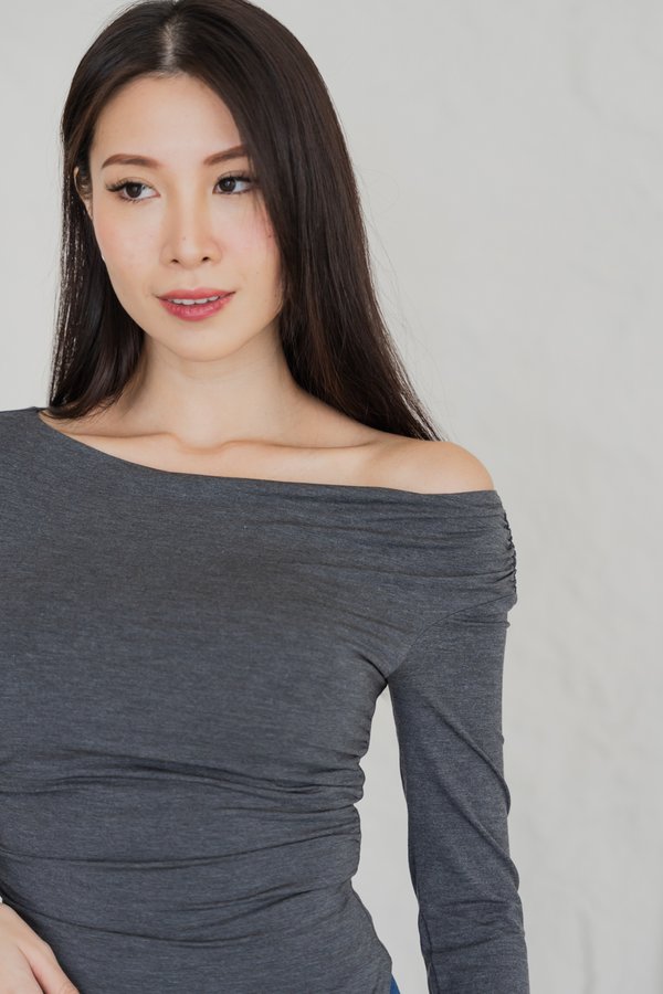 Breanna Padded Long Sleeve Top (Velvet Grey)