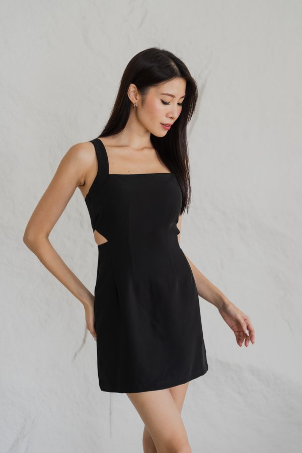 Lexley Padded Cutout Romper Dress (Black)