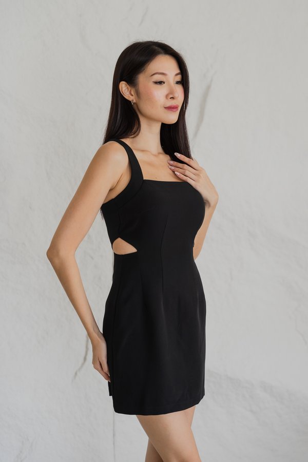 Lexley Padded Cutout Romper Dress (Black)