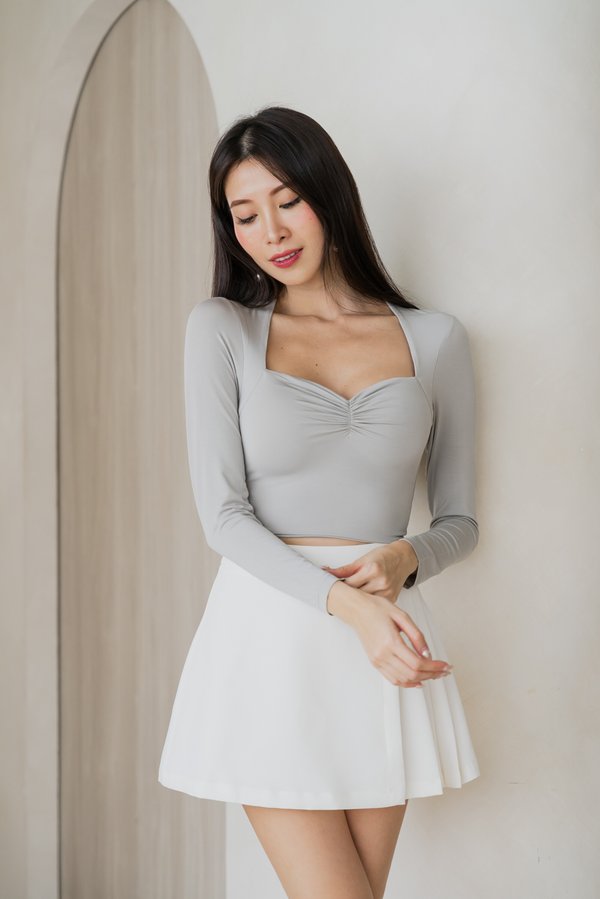 Rianna Sweetheart Long Sleeve Top (Stone Grey) Rianna Sweetheart Long Sleeve Top (Stone Grey)