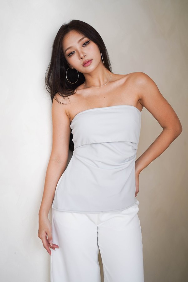 Claire Padded Tube Top (Greyish Blue)