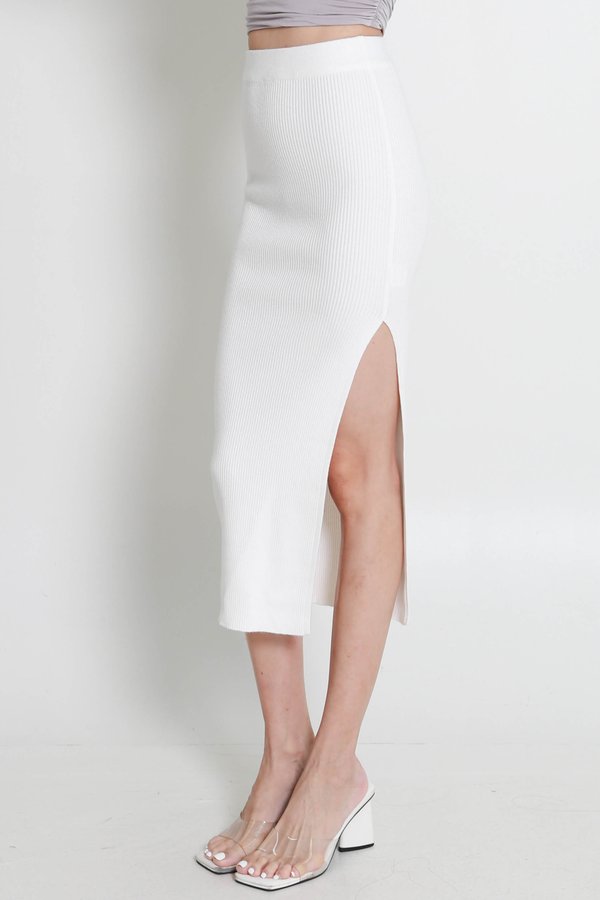 Anisa Pencil Knit Skirt (White) Anisa Pencil Knit Skirt (White)