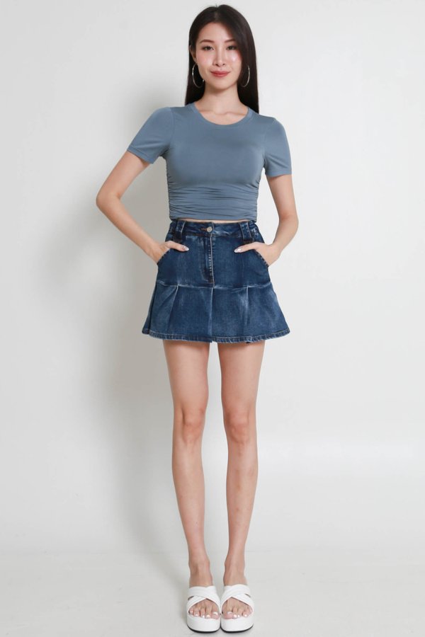 Gordia Ruched Tee (Slate Blue)