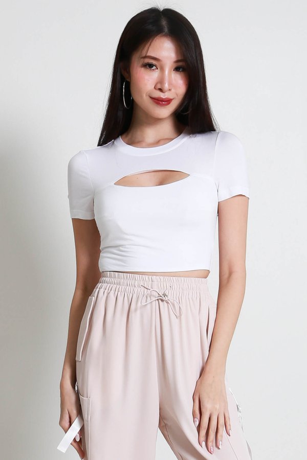 Abby Padded Peekaboo Top (White)