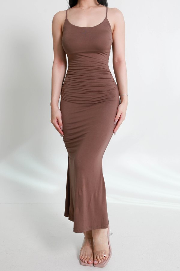 Ariel V Back Mermaid Dress (Dark Taupe)