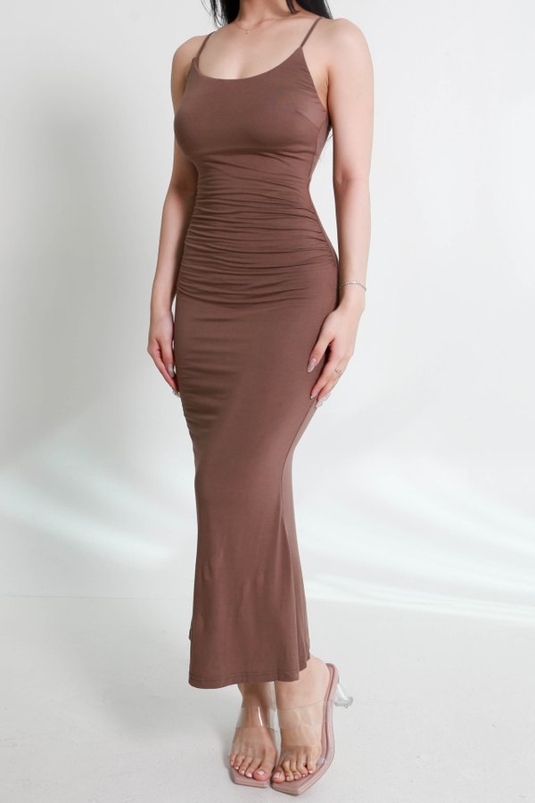 Ariel V Back Mermaid Dress (Dark Taupe)