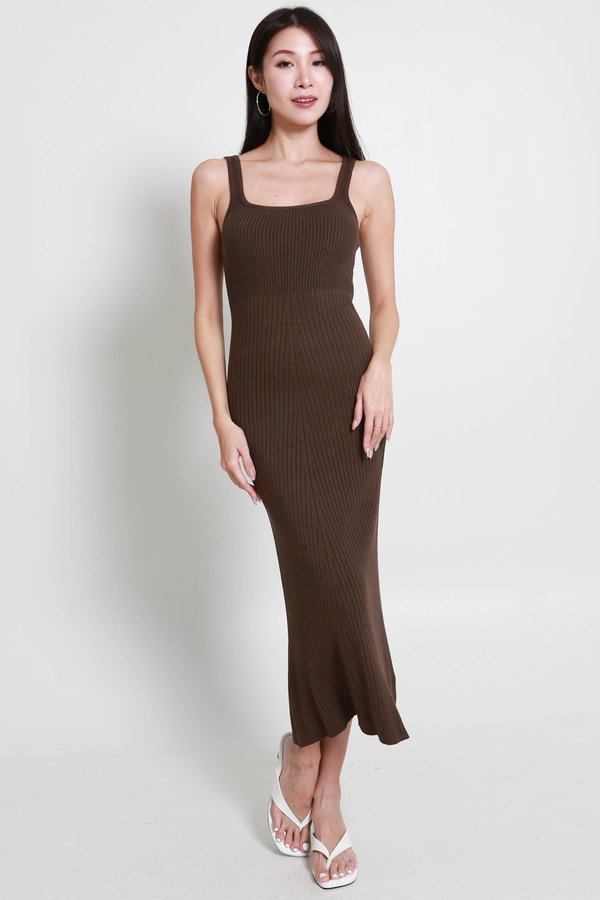 Eugenia Mermaid Knit Dress (Brown)