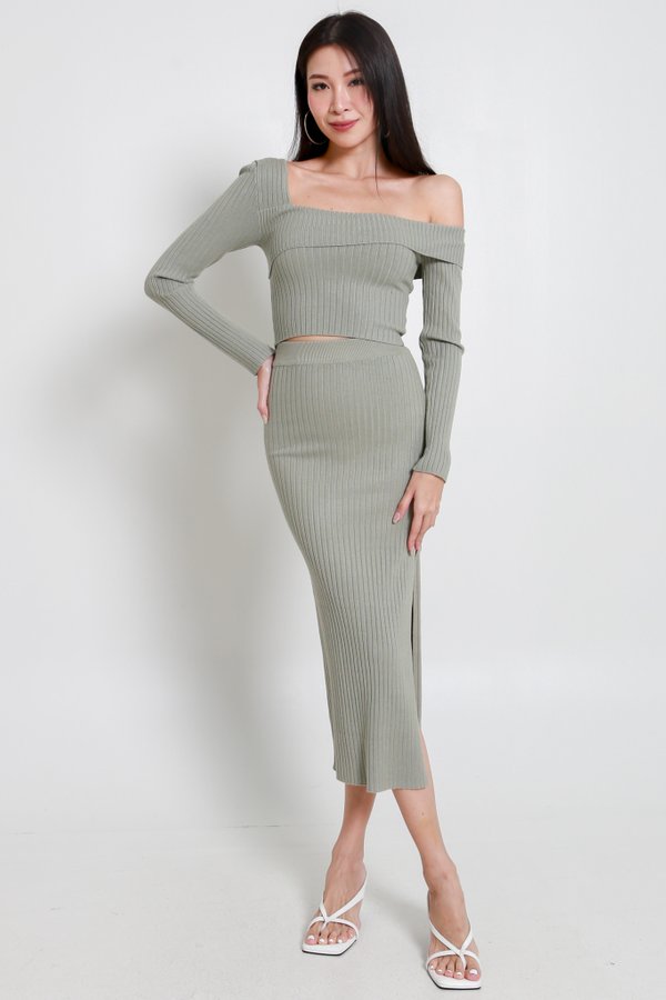 Sophie Long Sleeve 2Pcs Knit Set (Sage)