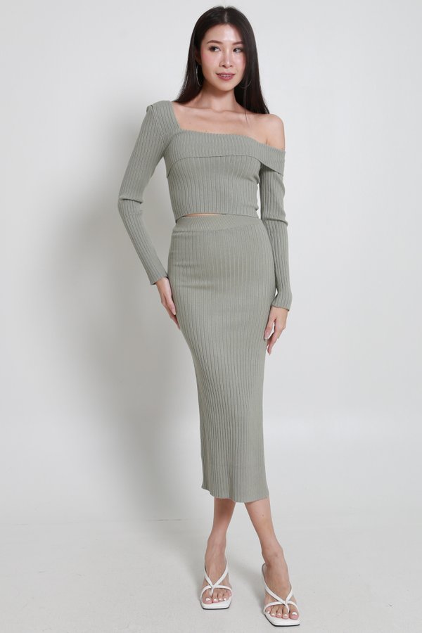 Sophie Long Sleeve 2Pcs Knit Set (Sage)