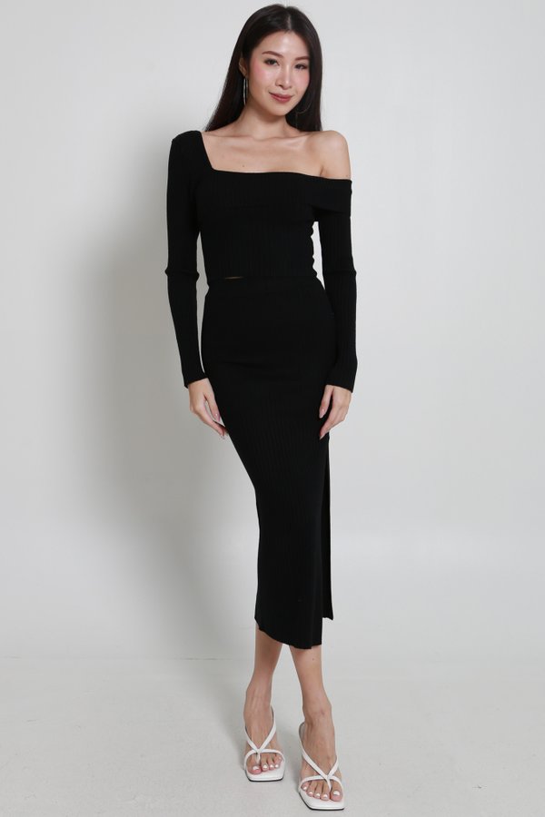 Sophie Long Sleeve 2Pcs Knit Set (Black)