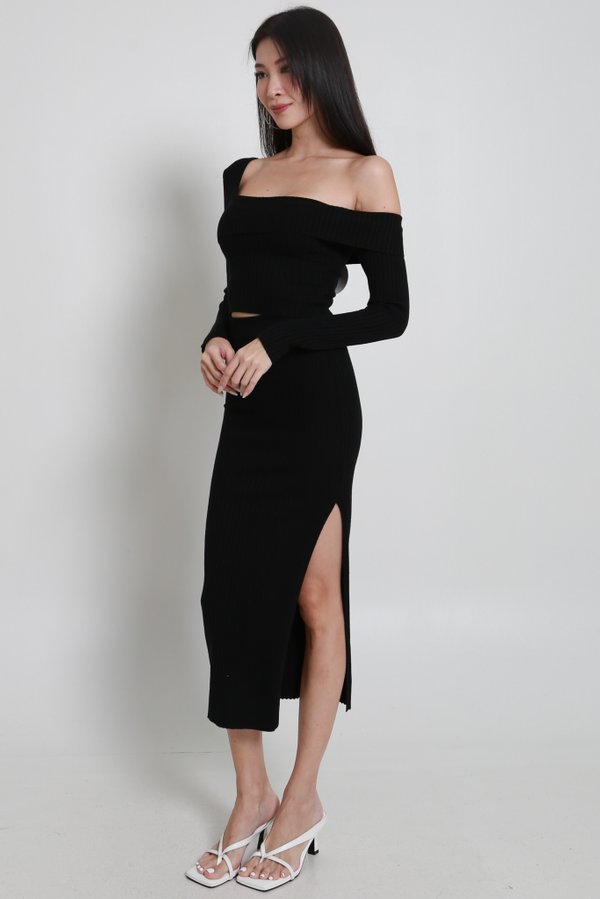 Sophie Long Sleeve 2Pcs Knit Set (Black)