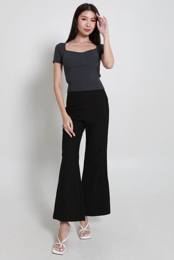 Ella Sweetheart Knit Top (Gunmetal)