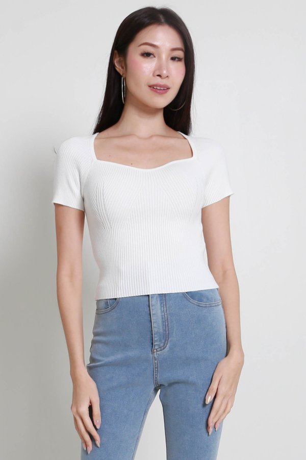 Ella Sweetheart Knit Top (White) Ella Sweetheart Knit Top (White)