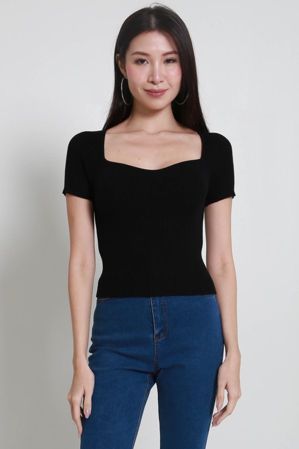 Ella Sweetheart Knit Top (Black) Ella Sweetheart Knit Top (Black)
