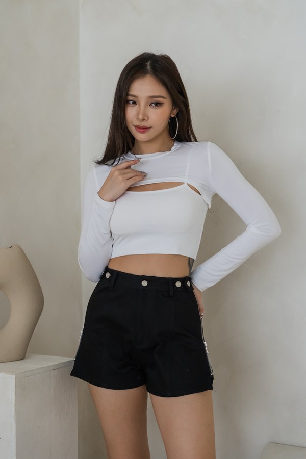 Zadie 2pcs Padded Long Sleeve Top (White)