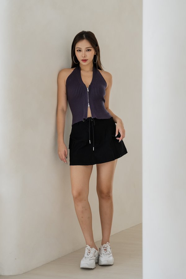 Brynn Cargo Denim Skorts (Black) Brynn Cargo Denim Skorts (Black)