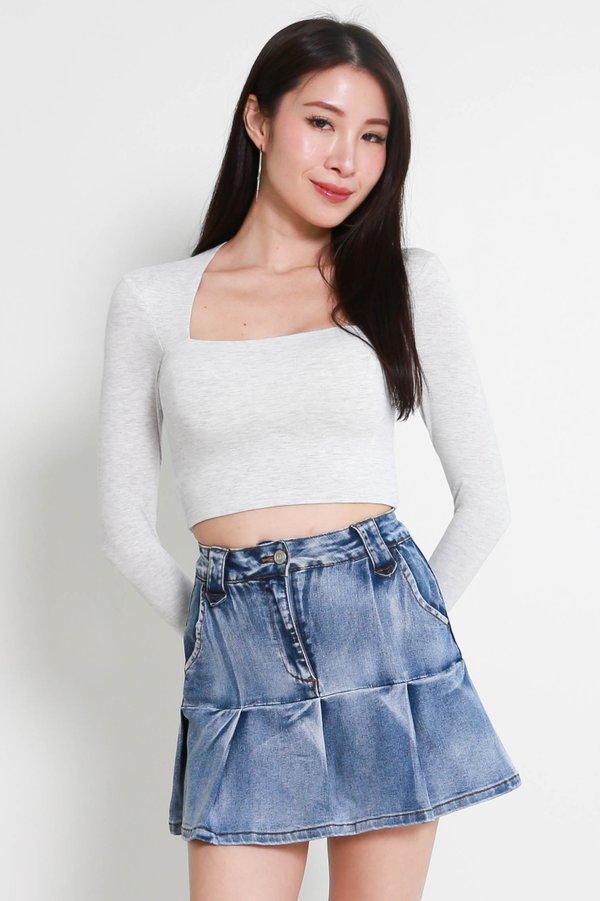 Laila Long Sleeve Top (Feather Grey)